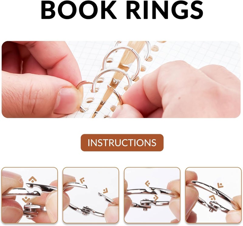 NEEWAY 40pcs Loose Leaf Binder Rings Assorted Sizes (0.75, 1, 1.2 Inch), Metal Rings for Index Cards, Flash Cards, Notebooks,Sliver - Image 5